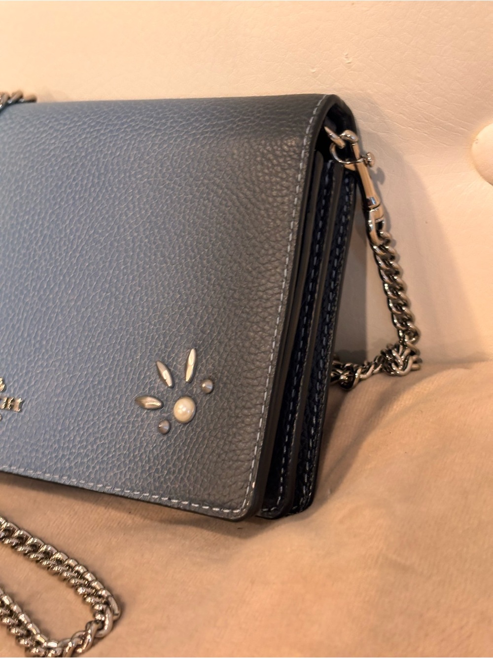 COACH Hayden Foldover Crossbody Clutch with Ombré Willow Floral Rivets. - Picture 4 of 16